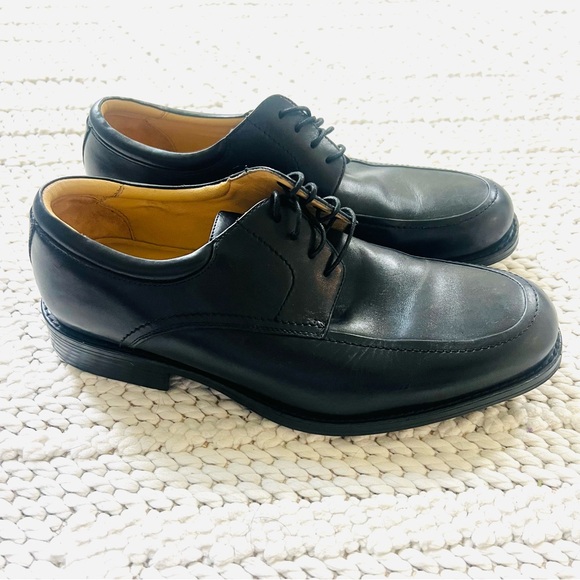 Johnston & Murphy Classic Black Leather Oxfords Dress Shoes Mens Size 9 EUC